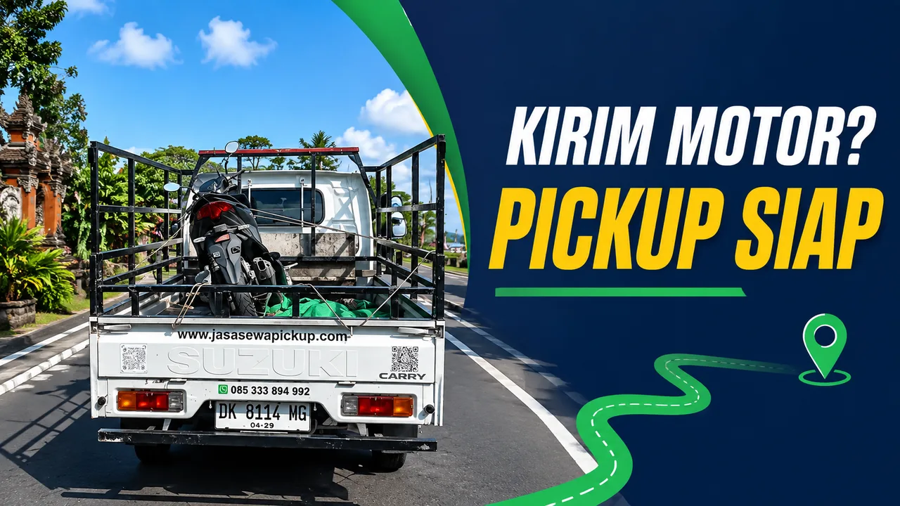 Pickup putih membawa motor untuk layanan kirim motor di Bali