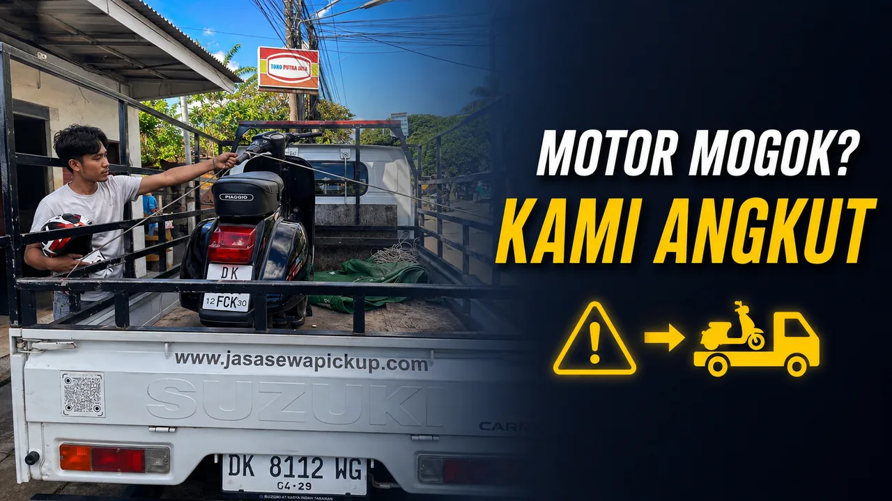 Jasa pickup mengangkut motor mogok menuju bengkel di Bali