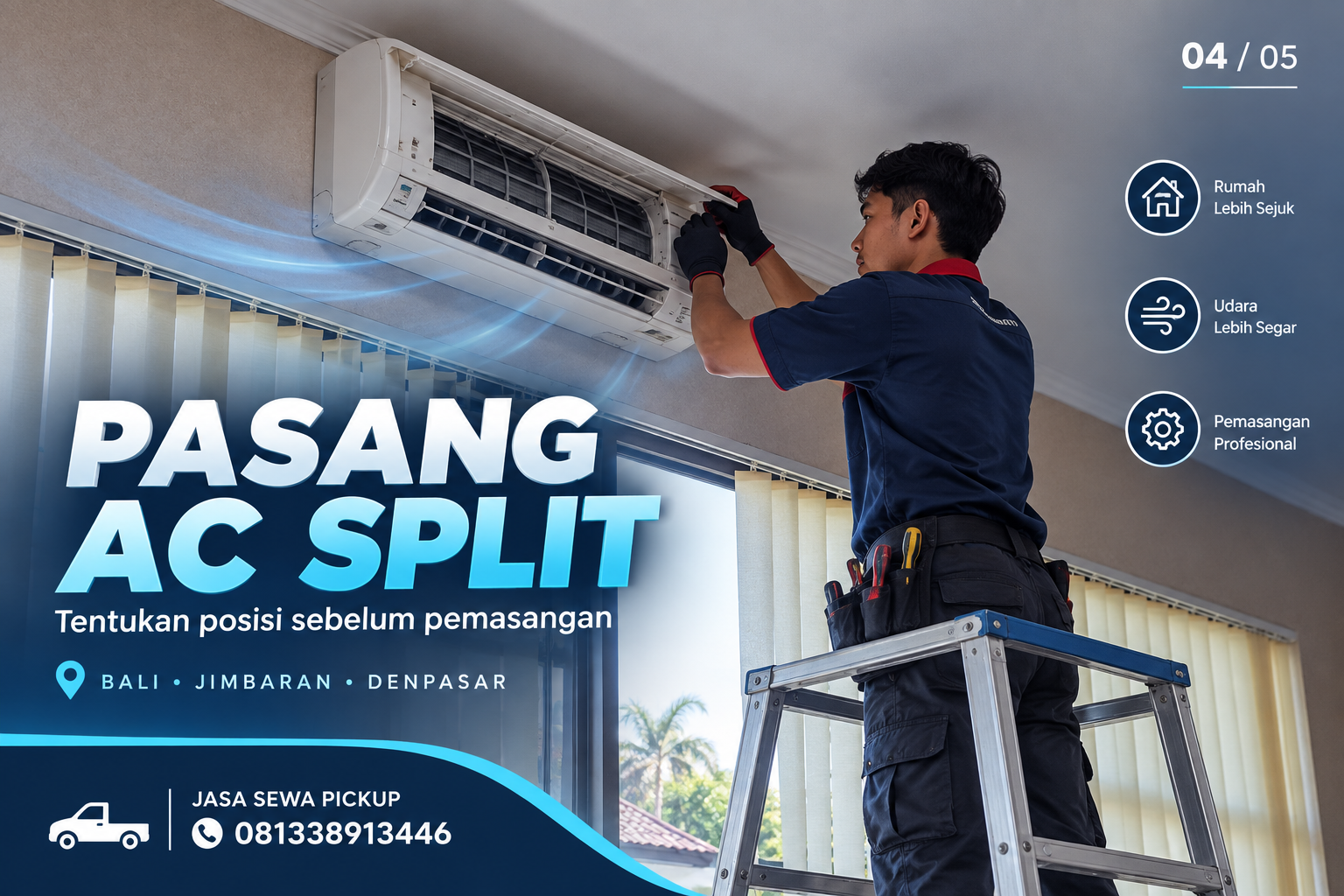 Ilustrasi promosi: Pasang AC split: tentukan posisi sebelum pemasangan
